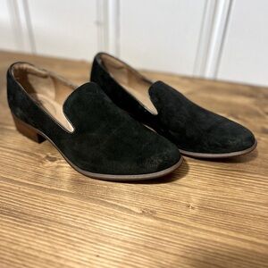 Black suede Sofft loafers size 10